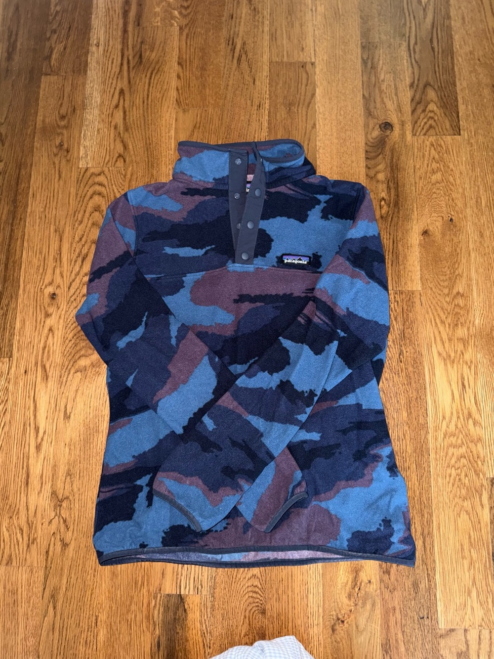 Patagonia Synchilla Blue Navy Camouflage Snap-Up Fleece Pullover
